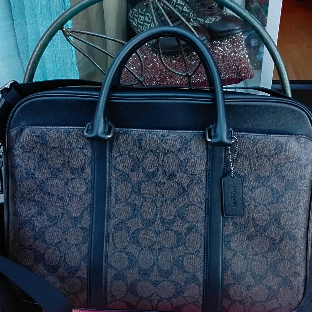 Coach Men's Signature Brown and Black Briefcase